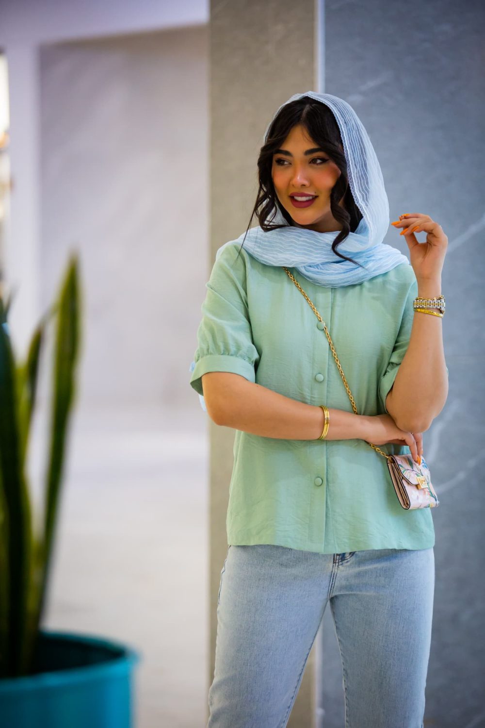 مانتو شومیز یقه چین ماهلین