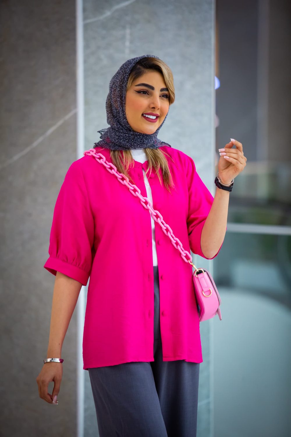 مانتو شومیز یقه چین ماهلین
