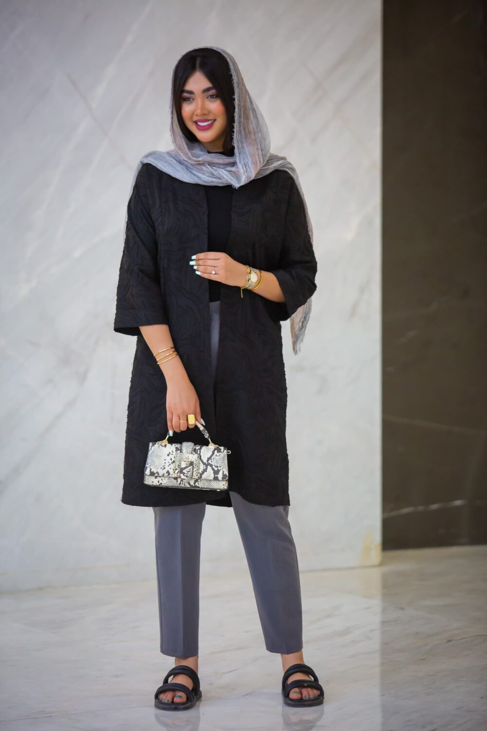 مانتو ژاکارد جیب هلال