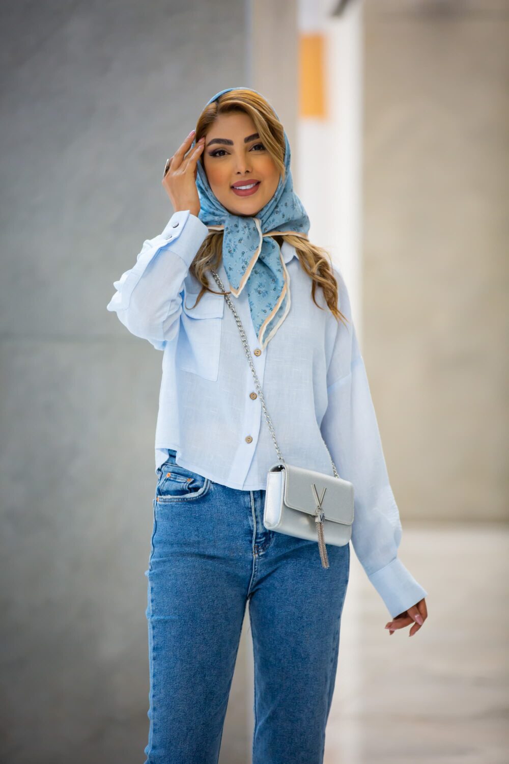 مانتو کراپ داماسک تک جیب