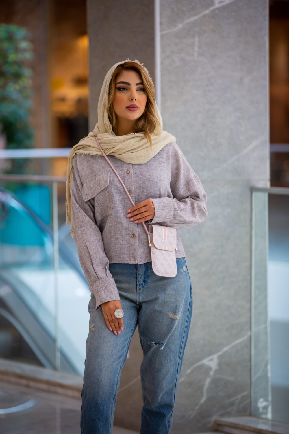 مانتو کراپ داماسک تک جیب