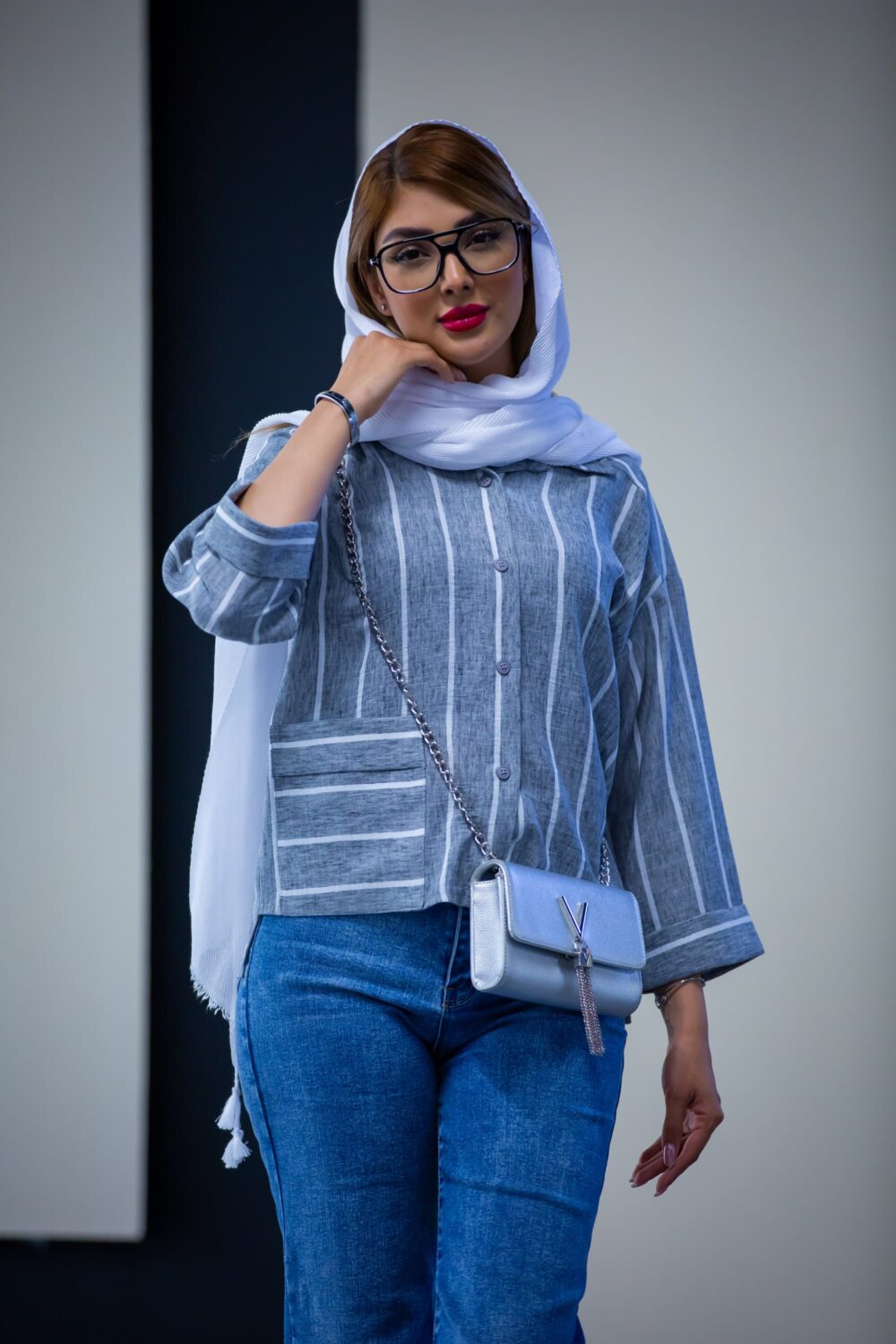 مانتو پیراهنی کراپ استرایپ
