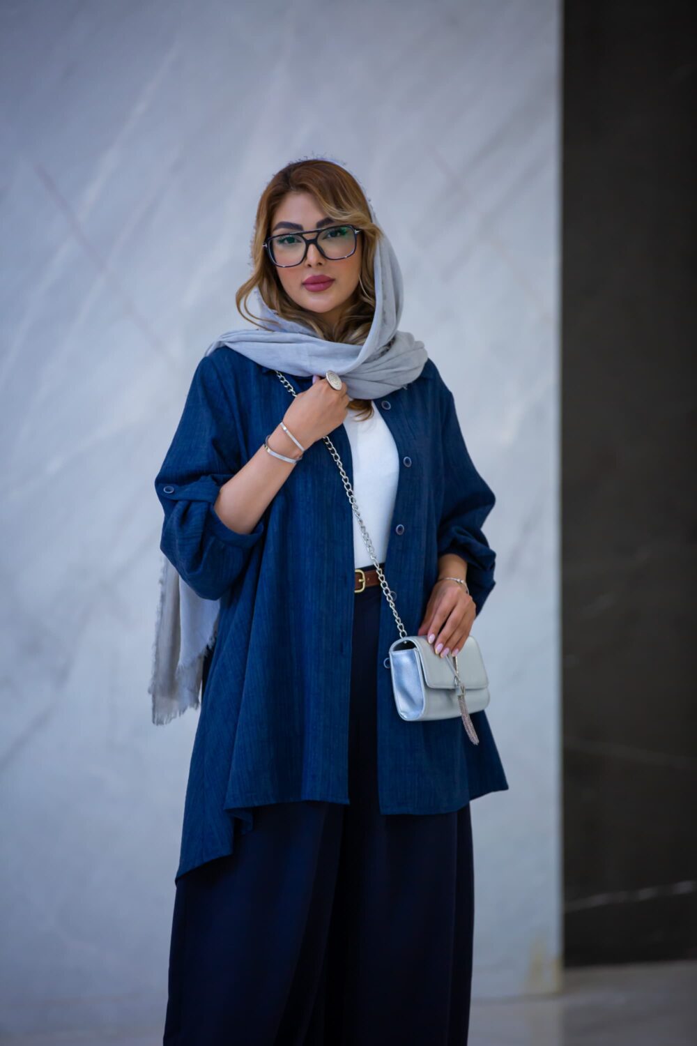 مانتو کلوش یقه مردانه خطی