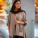 مانتو کلوش یقه مردانه خطی