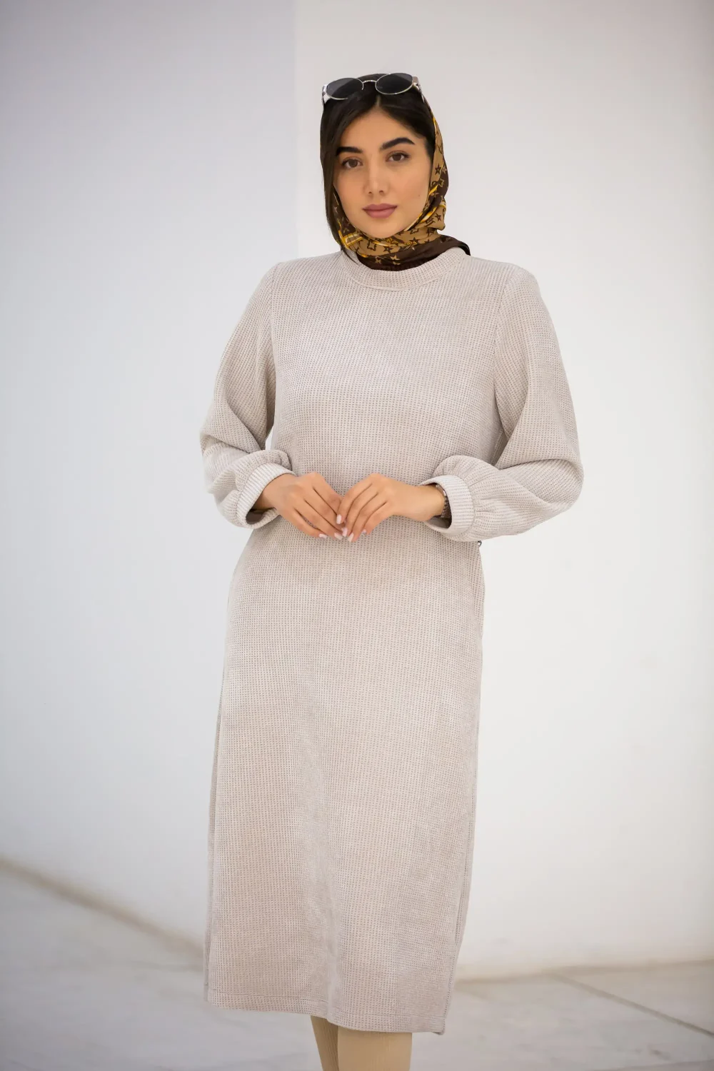 کفتان یقه گرد بیسکوئیتی
