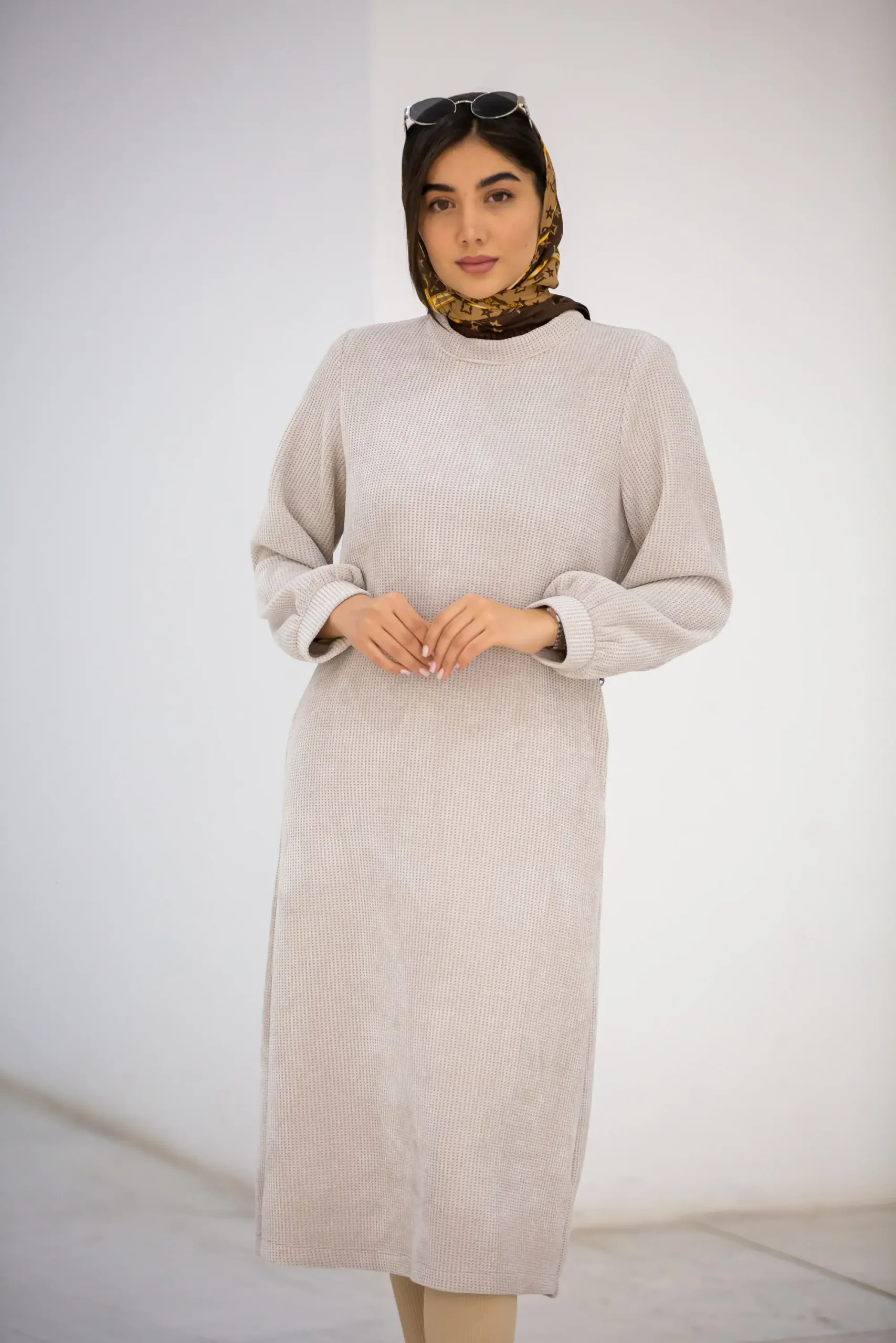 کفتان یقه گرد بیسکوئیتی