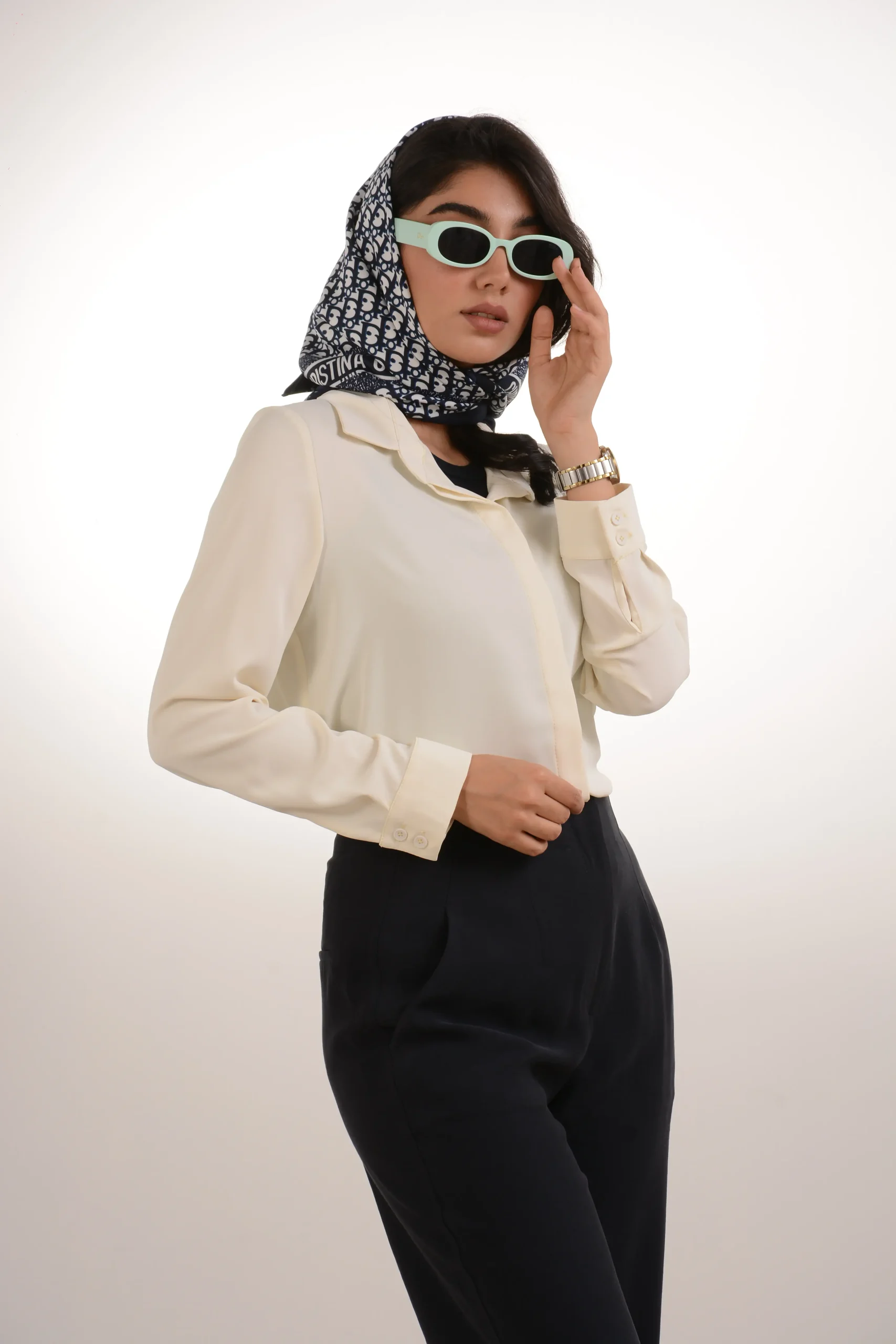 شومیز حریر دکمه مخفی لاوین