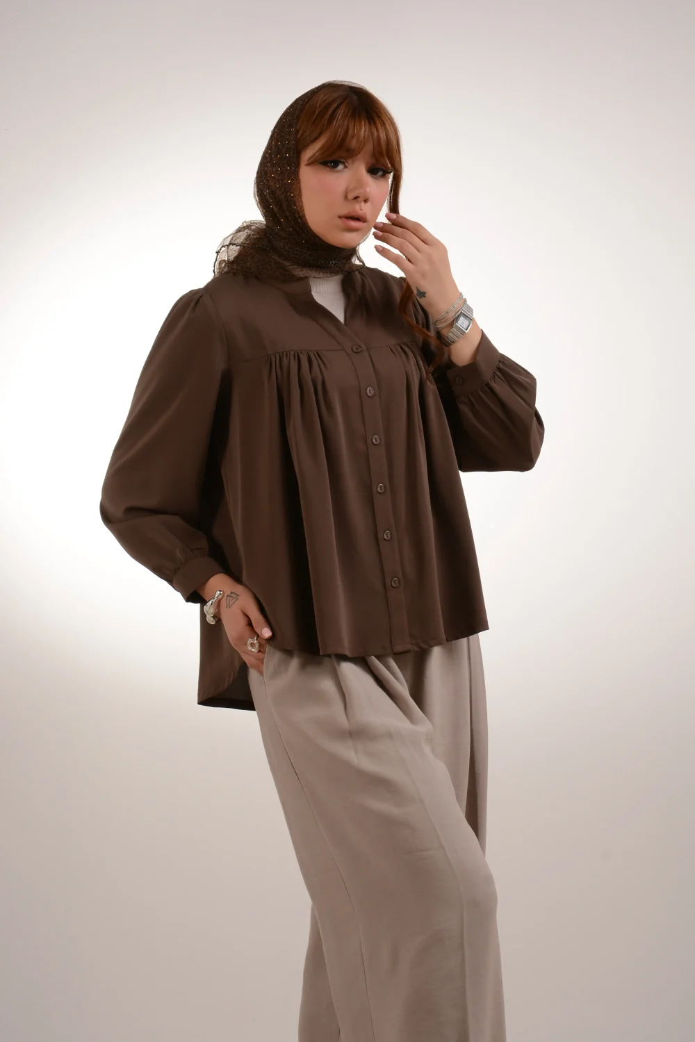 شومیز ژاکلین سینه چین ابرا
