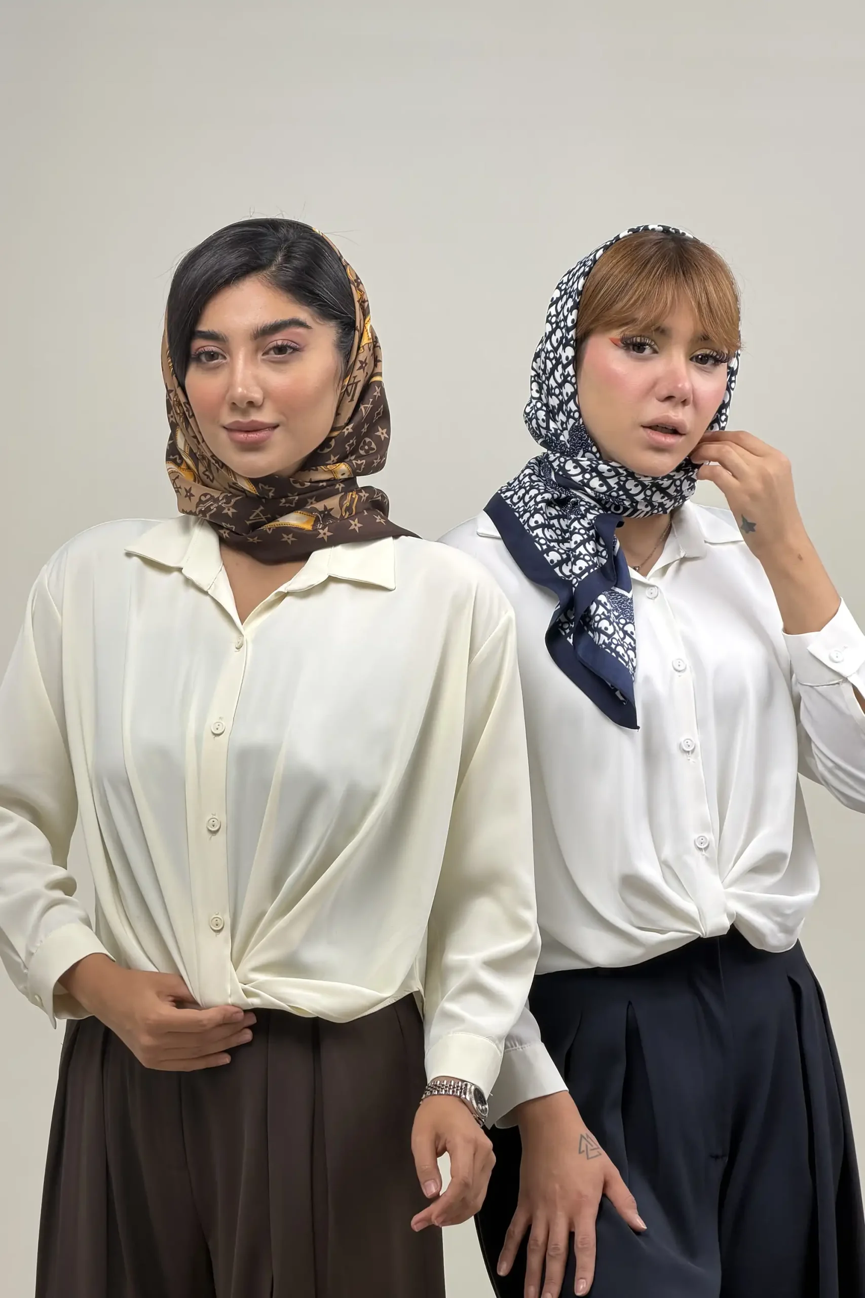 شومیز حریر ژاکلین جلو گره ای